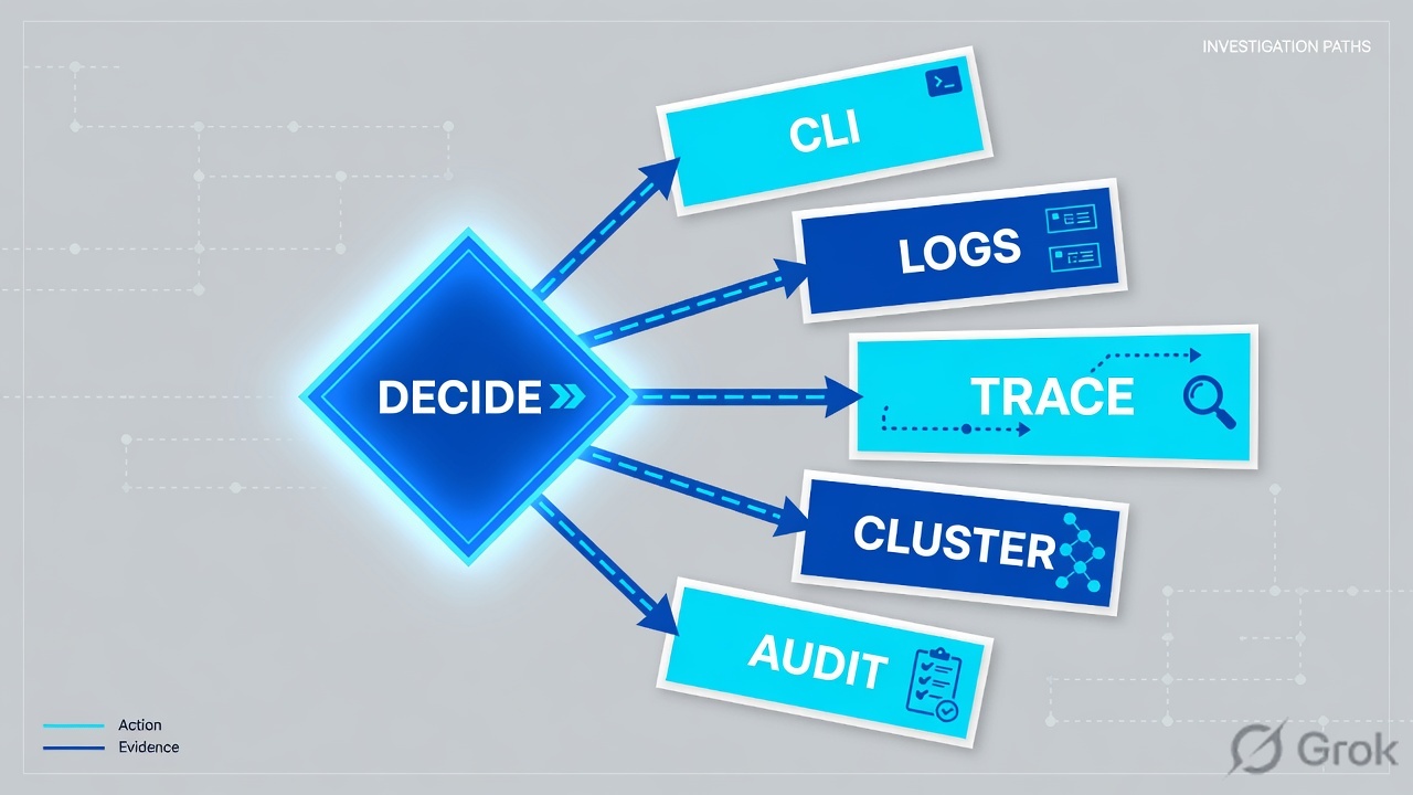Decision path splitting a blocked checkout request into isolate, trace, and scoped skip