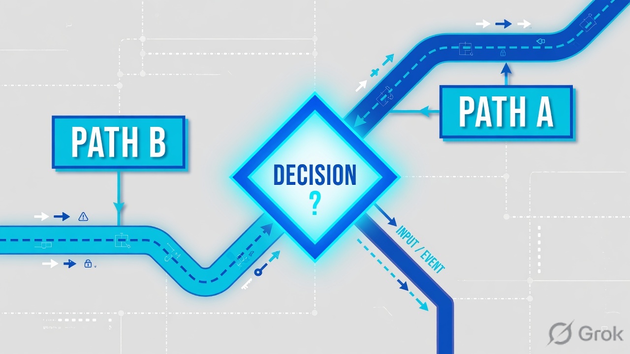Decision diamond splitting Path A from Path B