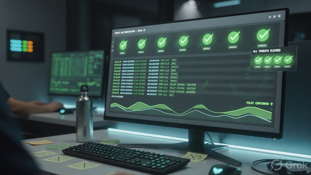 Operations desk verifying threat log health checks