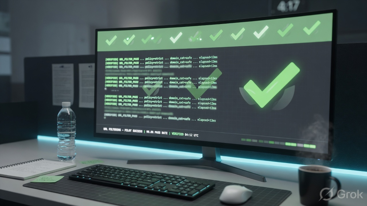 Operations desk verifying URL Filtering log rows