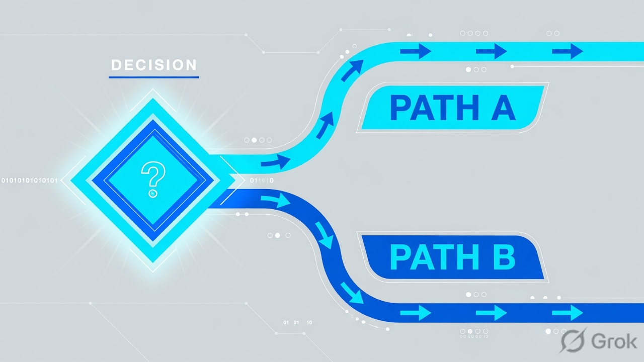 Decision diamond splitting Path A from Path B