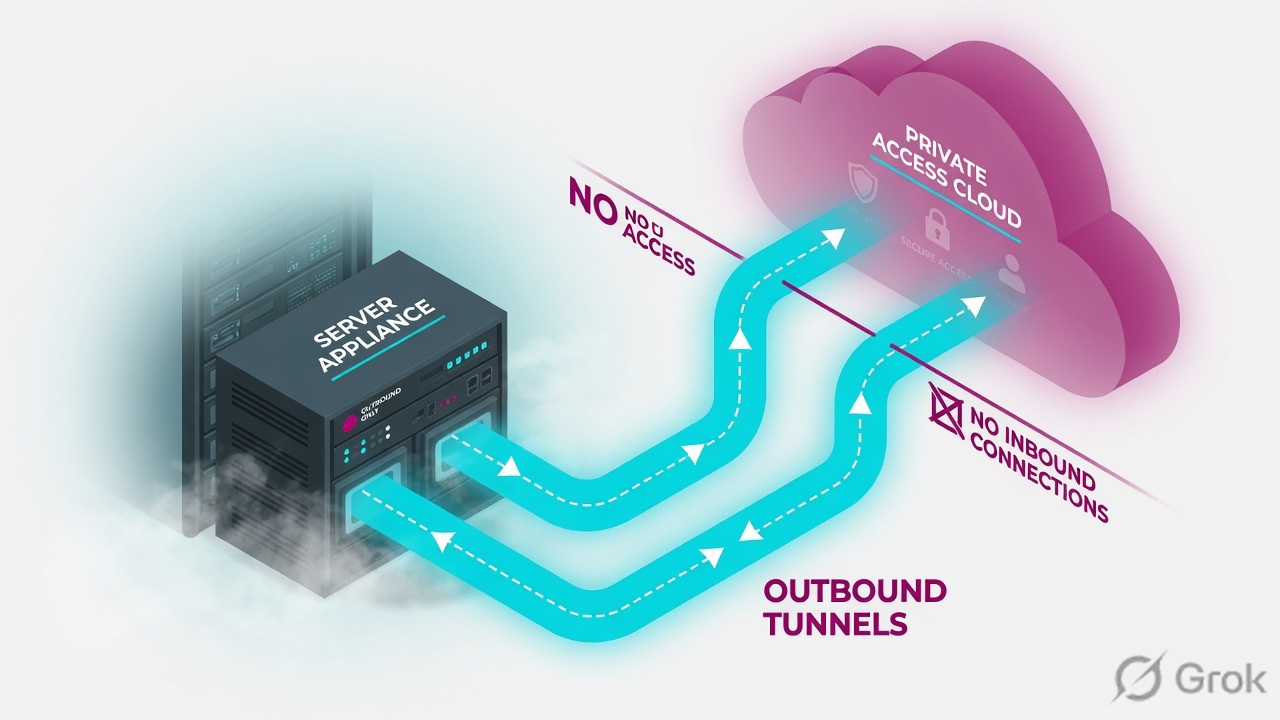 Datacenter appliance tunneling outbound to a private access cloud