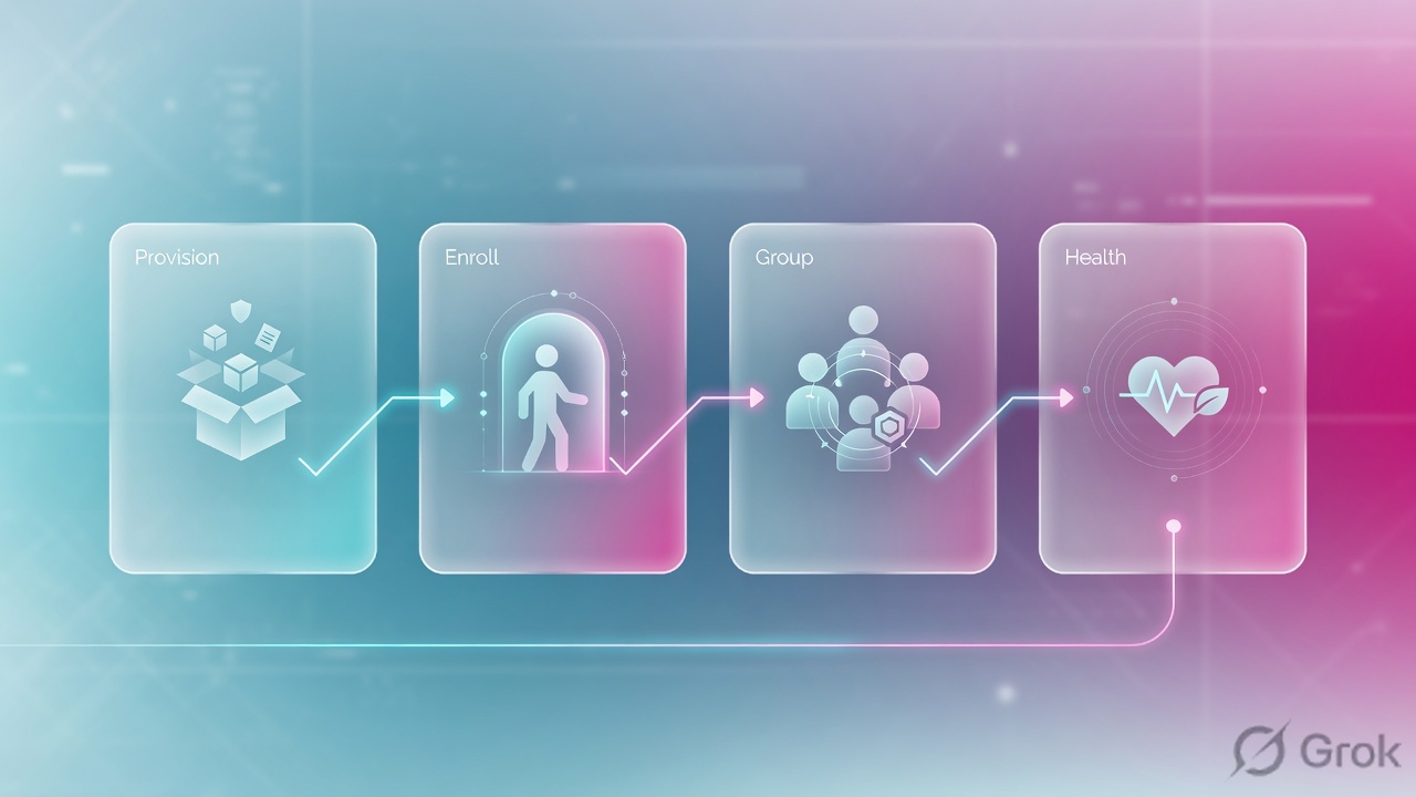 Four panels of connector lifecycle
